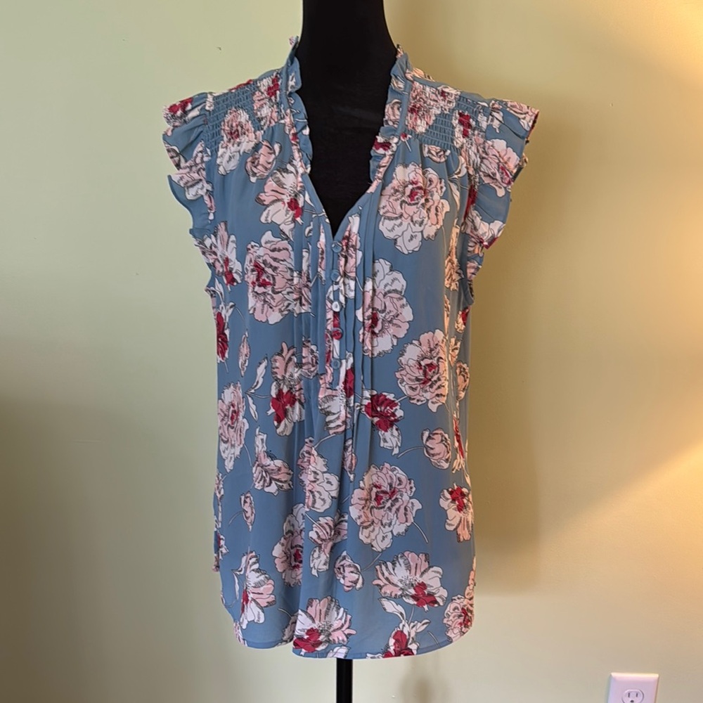 Daniel Rainn Blue Floral Blouse